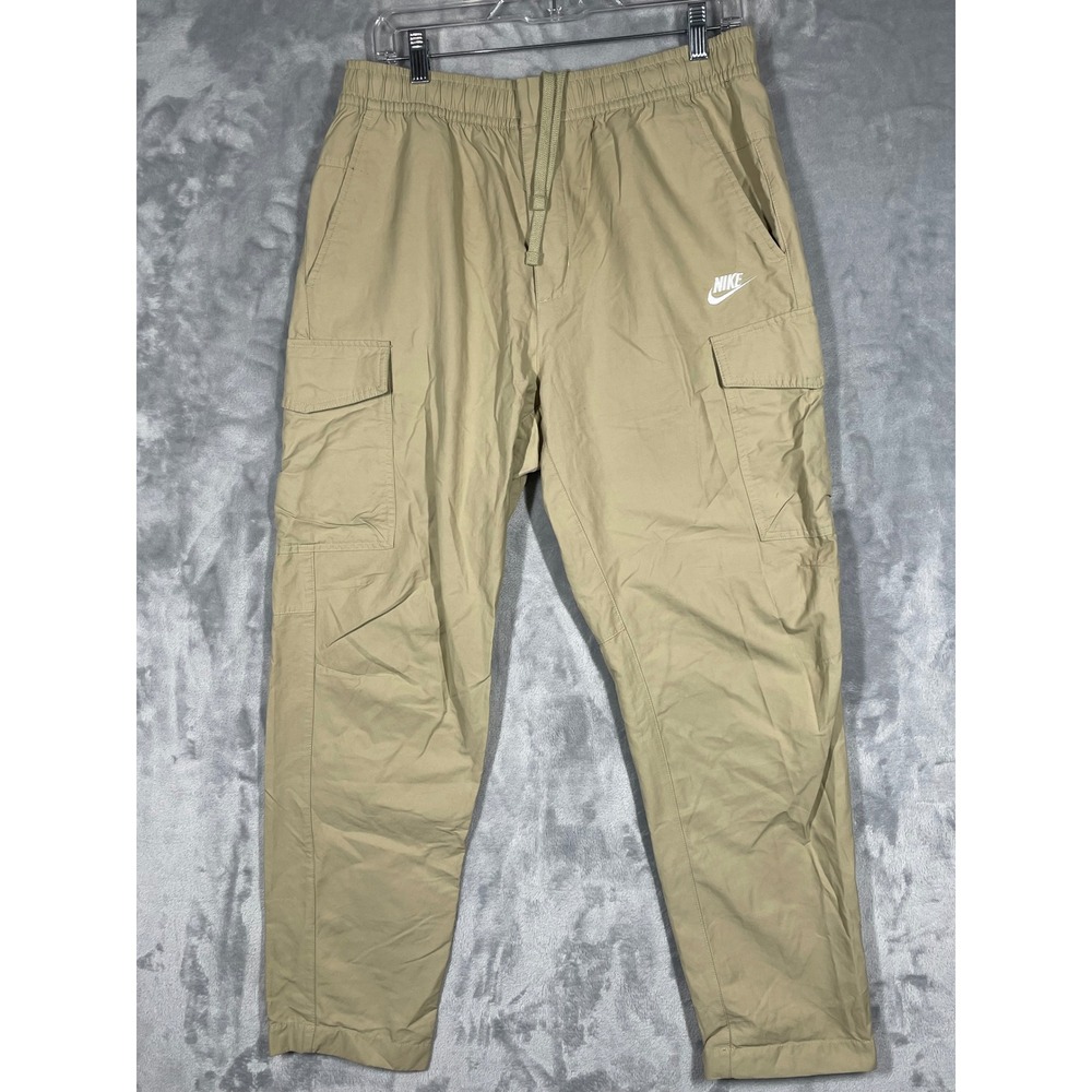 Nike Mens Khaki Tan Cotton Nylon Cargo Pants Elastic Waist Tapered CD2036-247 L